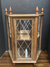 Vintage Solid Wood Wall Hanging Curio Cabinet Shelf 