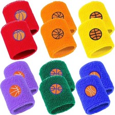 24PCS Sports Wristbands for Kid,Cotton Terry Cloth Wristbands with 6Basketbal...