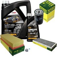 Mann Inspektionspaket 6L Mannol Longlife 504/507 5W-30 FüR Audi Cabriolet 2.3 E
