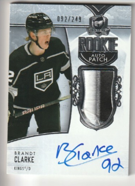 2022-23 UD The Cup Rookie Patch Auto 92/249 Brandt Clarke jersey number match