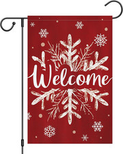 Christmas Winter Welcome Garden Flag 12X18 Inch Double Sided Burlap, Winter Snow