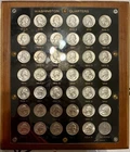 Gorgeous Set of 41 Washington Silver Quarters 1947-1964 Mounted On Plaque