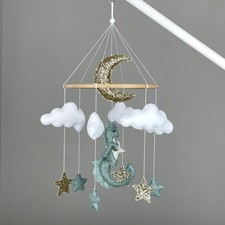 Dragon baby mobile crib Fantasy theme nursery Felt flying dragon hanging mobile