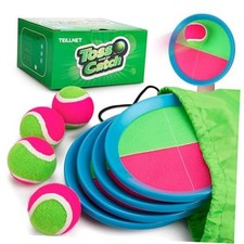 Toss and Catch Ball Set Upgraded - Family Games Kids 4 Paddles 4 Balls Pink