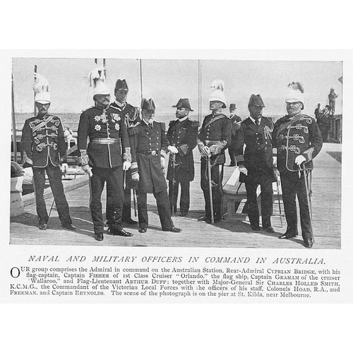 Naval & Military Officers in Command in Australia - Antique Print 1896