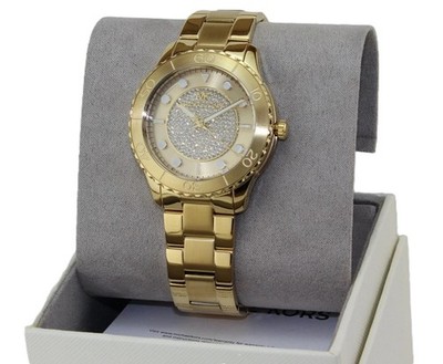 NEW AUTHENTIC MICHAEL KORS RUNWAY GOLD CRYSTALS WOMEN'S MK6911 WATCH $275.00