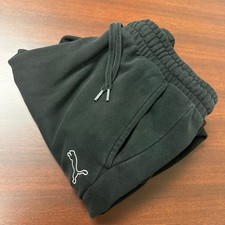Puma Jogger Sweatpants Kids Medium Black Logo Elastic Waist Activewear Casual