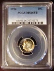 1954 Roosevelt Dime, PCGS MS 66 Full Bands, Toned