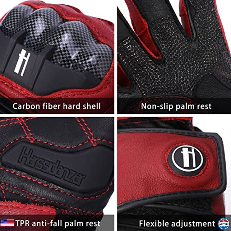 Harssidanzar KM045 Carbon Fiber Knuckle Motorcycle Gloves - Unisex Leather Gear