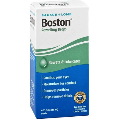 Bausch + Lomb Boston Rewetting Drops 0.33oz Kit RGP Lens Solution Pack of 12