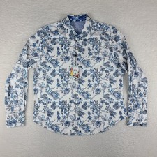 Robert Graham Dress Shirt Mens Medium Blue White Preppy Clubbing Button Up