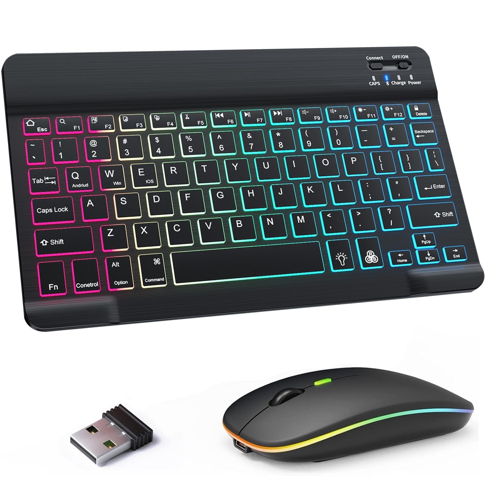 Bluetooth Keyboard & Mouse Combo 7-Color Backlit for iPad 10