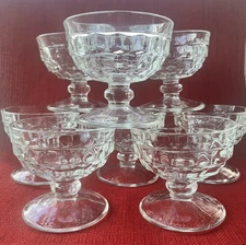 Indiana Whitehall Clear Cubist Glass Footed Dessert/Sherbet Cups Set Of 8