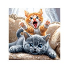 QENSPE Diamond Art Kits for Adults, Two Cats Diamond Painting Kits