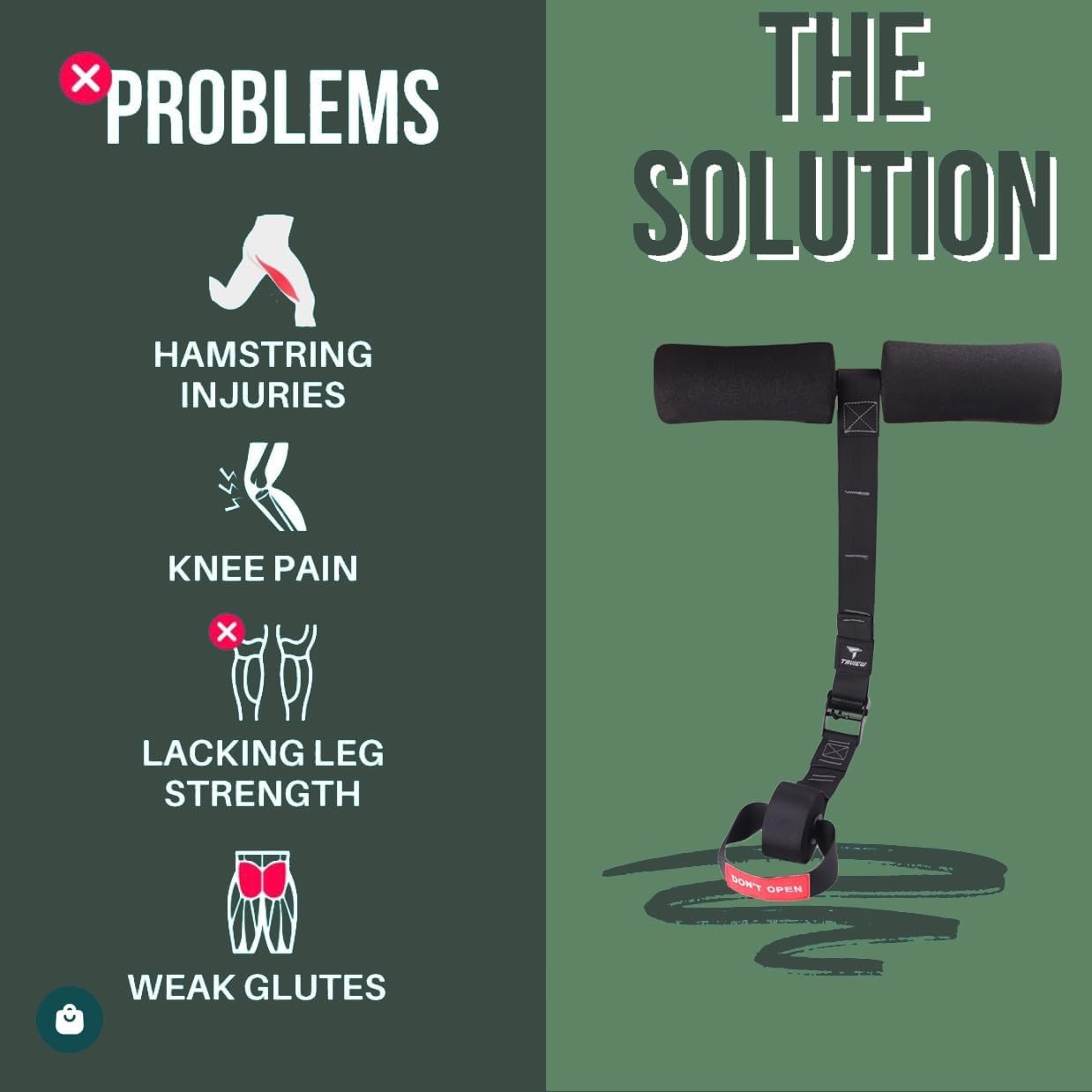 Nordic Hamstring Curl Strap with Safety Tag,Great for Hamstring Curls, Sit-ups, 