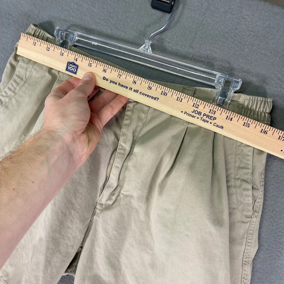 Pantalones Cortos Cherokee Para Hombre Plisados Caqui Algodón Talla 36 Cintura Elástica Informales Foto 4 de 4