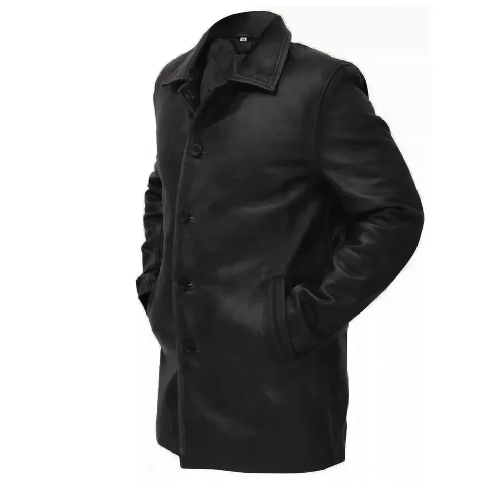 Herren Distressed Supernatural Dean Winchester Schwarze Echte Lederjacke Mantel - Bild 3 von 4