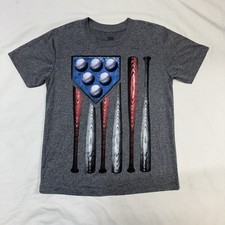 Tek Gear Dry Tek Polyester T-Shirt Boys Size Small Gray Dri-Fit Baseball