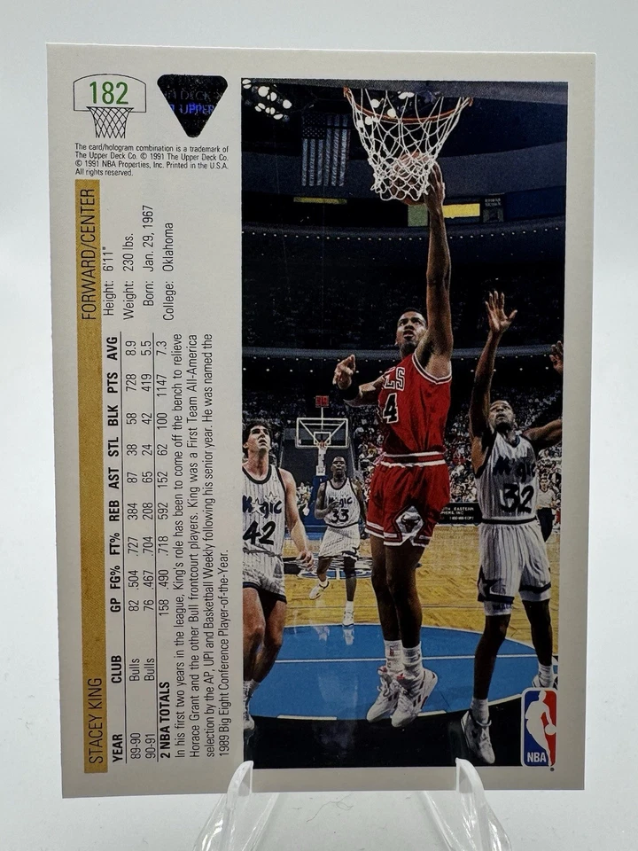 1991-92 Upper Deck #182 Stacey King Chicago Bulls - Image 2 of 2