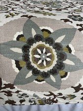 Legacy Linen Cotton Boho Floral Cream Blue Brown King Duvet Cover Made In USA