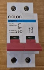 100 AMP MAIN SWITCH DOUBLE POLE DISCONNECTOR NIGLON MS2100  MCB 