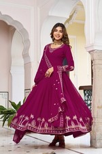Purple Anarkali Gown Indian Wedding Party Wear Outfit Festival Wear Long Drees
