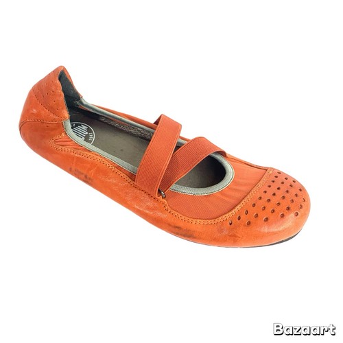 Palladium Criss Cross Ballet Flats Orange leather women's shoes Sz: 9 US