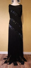 PHASE EIGHT Dress Sz 12 £179 Black fringe 20s party wedding guest flapper Sequin