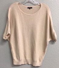 Quince Mongolian Cashmere Short Sleeve Sweater Small Tan Camel Pullover