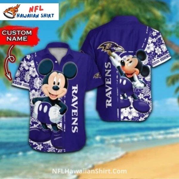 Baltimore Football Mickey Fun Tropical Aloha Hawaiian Shirt