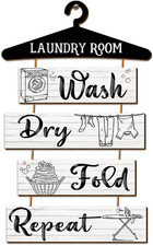 5 Pieces Laundry Room Decor Rustic Vintage Farmhouse Room Rules Hanging Sign Woo
