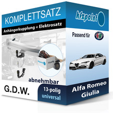 Für Alfa Romeo Giulia 16- G.D.W. Anhängerkupplung abnehmbar + 13polig E-Satz neu