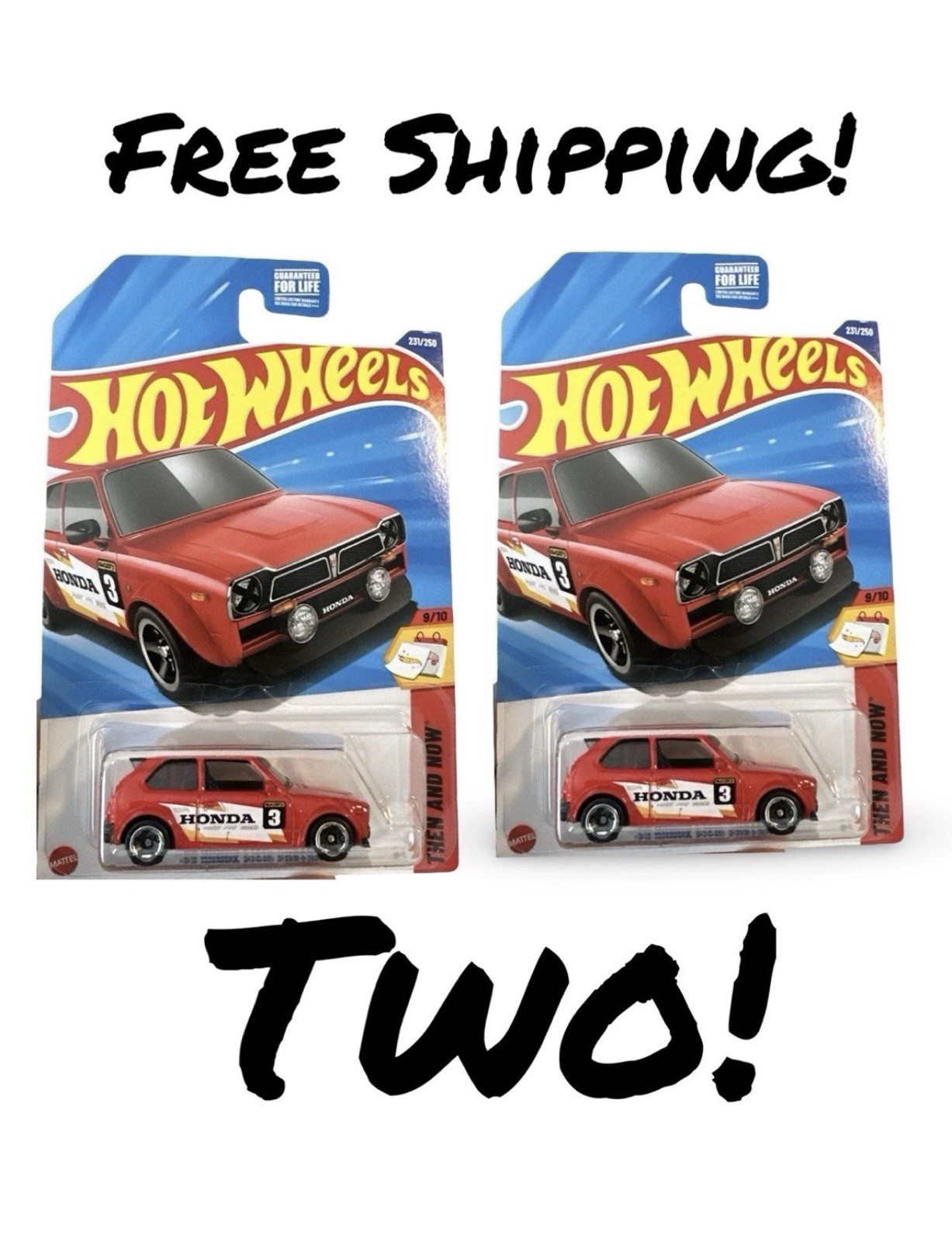 Lot 2 Hot Wheels 2025 '73 Honda Civic Custom Red New fast free shipping