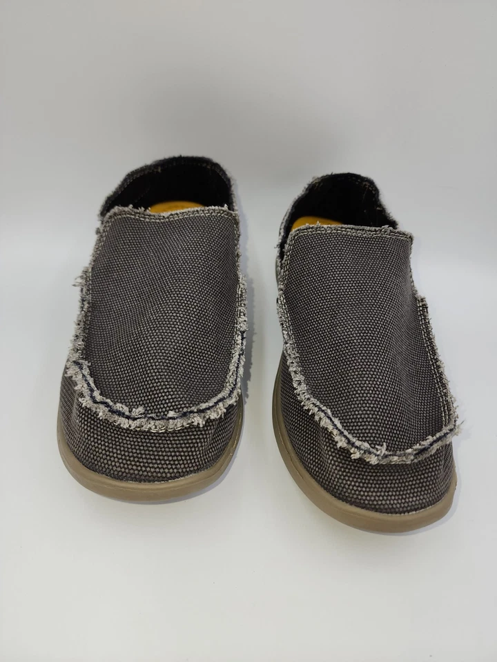 Zapato Mocasín CROCS Santa Cruz Para Hombre Talla 7 Gris Lona Borde Deshilachado Triple Comodidad Foto 3 de 4