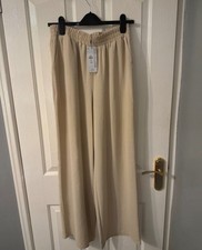 Primark Women’s CREAM/BEIGE Linen Style Wide Leg Trousers Size SMALL BRAND NEW