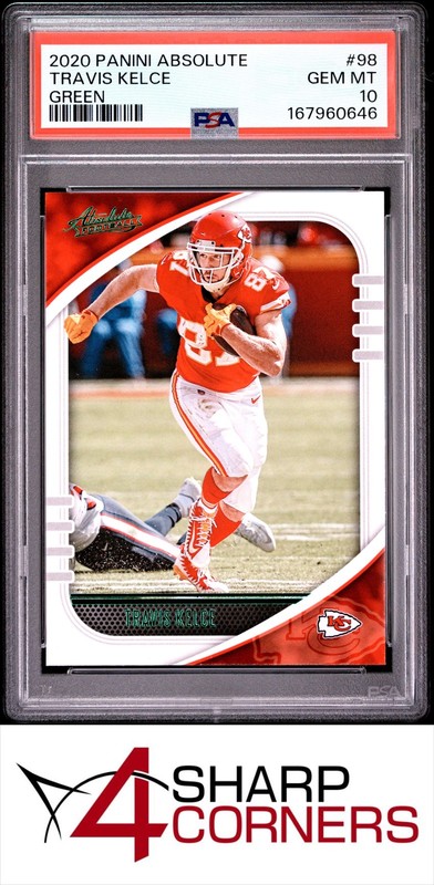 2020 PANINI ABSOLUTE GREEN #98 TRAVIS KELCE CHIEFS POP 5 PSA 10