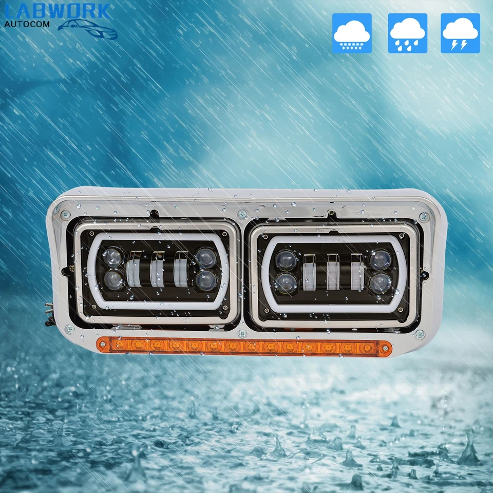 Pair Full Led Headlights For Kenworth T800 Peterbilt Freightliner Western Star - Image 2 of 4