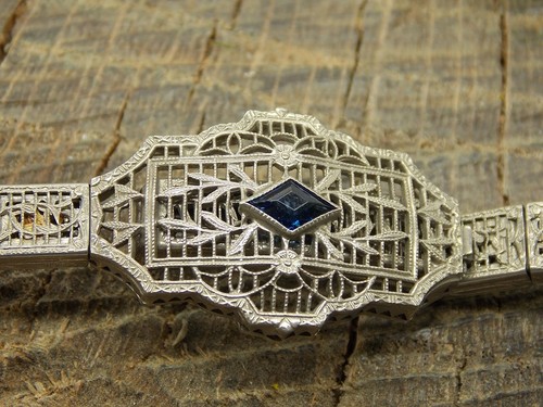 Sentinel Vintage Watch Band NOS 14mm White Gold Filled Handi-Fold Filigree - 第 6/7 張圖片