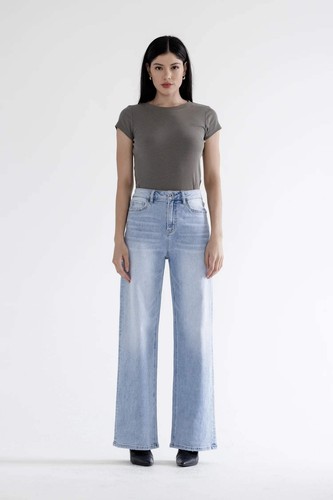 Mica Denim - Super High Rise Straight Leg Loose Fit Jeans - MDP-T3288 - Picture 4 of 7