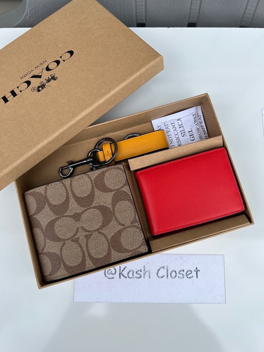 Coach mens wallet in wallet card case boxed gift set in