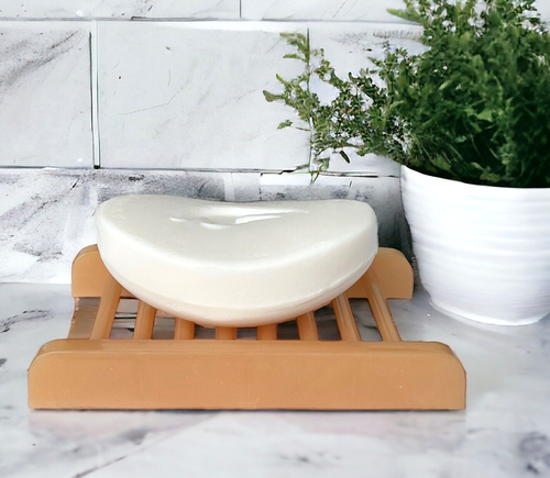 Soap Dish Bar Soap Saver Self Draining Beige Ribbed Holder Plastic Shower 2 Pack