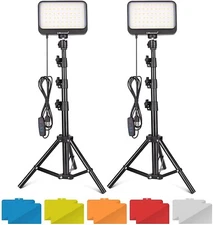 LED Video Light Kit with Tripods 2Pcs Dimmable Continuous Portable Photography