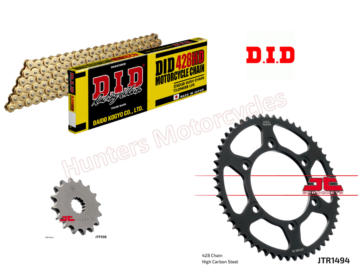 Kawasaki Z125 (2019 to 2024) DID Gold Heavy Duty Chain and JT