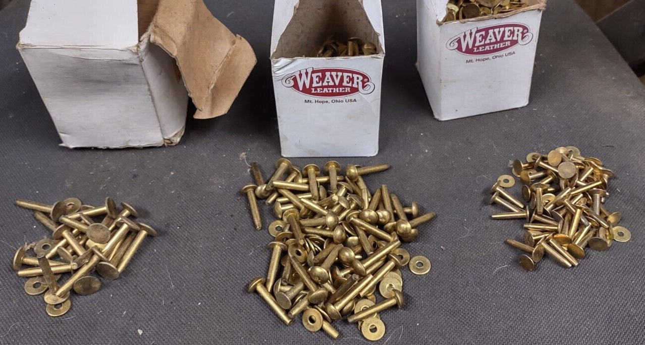 4 Lbs. Weaver Leather Brass Rivets and Burrs 9 7/8",12 5/8",9 Round Head 1" eBay