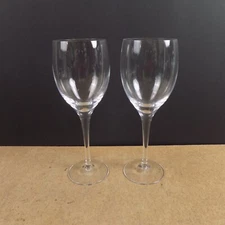 2 Orrefors Illusion Crystal 7.25" Wine Glasses Goblets Plain Clear