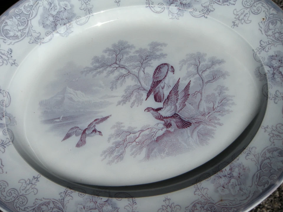Plato de transferencia raro "Eagle" en lila de Podmore, Walker & Co. ca. 1834-1856 Foto 3 de 4