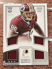 2013 National Treasures NFL Gear Materials Quad Prime /99 Jordan Reed Rookie RC