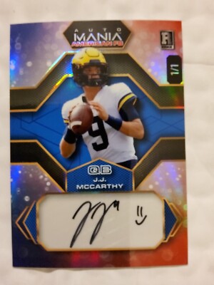2024 Wild Card J.J. McCarthy Auto Mania American FB 1/1 Autograph