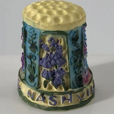 Nashville Tennessee Souvenir Colorful 3D Resin Thimble w/ Flowers