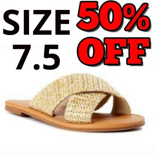 melrose ave women's faux leather crossband slide sandals